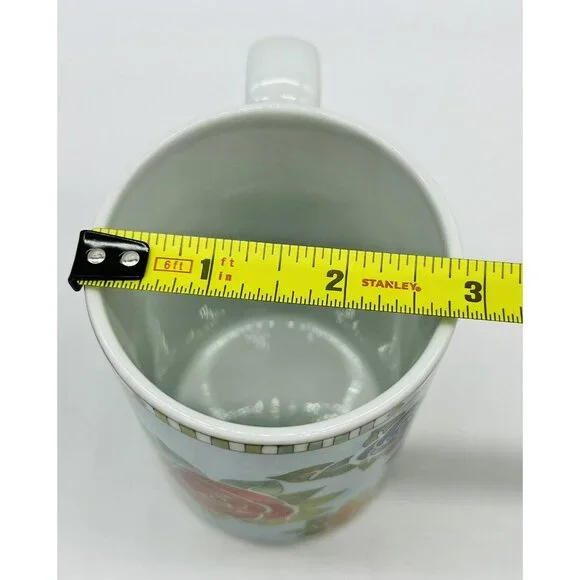 Dansk Danika Rose Coffee Mug Orange Blue Red Roses 4 inch 10 ounce 2015 Lot of 2 - Picture 11 of 11